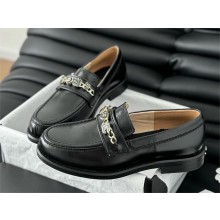 Chanel Calfskin & Metal Moccasins G45785 Black 2024