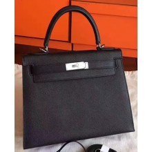 Hermes Kelly 28cm/32cm Bag In Original Epsom Leather With Gold/Sliver Hardware Black