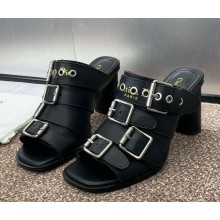 Dior D-Avenue calfskin with buckle slippers black heel 8cm 2025