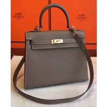 Hermes Kelly 28cm/32cm Bag In Original Epsom Leather With Gold/Sliver Hardware Etoupe