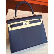 Hermes Kelly 28cm/32cm Bag In Original Epsom Leather With Gold/Sliver Hardware Sapphire