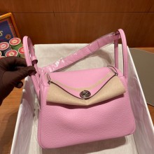 Hermes Lindy 26cm Bag in original  taurillon clemence leather mauve sylvestre(handmade)