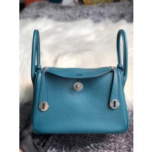 Hermes Lindy 26cm Bag in original  taurillon clemence leather vert bosphore(handmade)