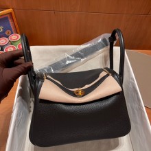 Hermes Lindy 26cm Bag in original  taurillon clemence leather noir(handmade)
