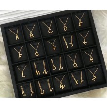 Celine Alphabet Brass Twig-Shaped Pendant Necklace Small Size
