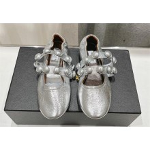 Alaia SPHERE BALLET FLATS IN PATENT LEATHER silver 2024