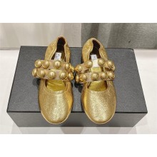 Alaia SPHERE BALLET FLATS IN PATENT LEATHER gold 2024