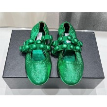 Alaia SPHERE BALLET FLATS IN PATENT LEATHER green 2024