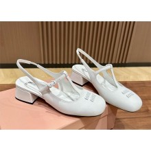 MIU MIU Patent leather slingback pumps white 2024