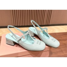 MIU MIU Patent leather slingback pumps mint green 2024