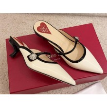 Roger Vivier Mary Jane Virgule Mules in patent leather WHITE/BLACK 2024