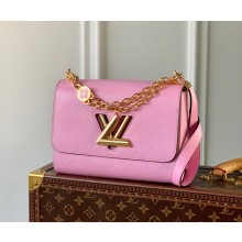 Louis Vuitton Twist MM Bag with Monogram Flower Chain M50282 Pink 2022 