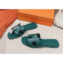 Hermes Oran flat Sandals in swift leather green 2025