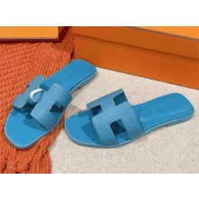 Hermes Oran flat Sandals in swift leather lake blue 2025