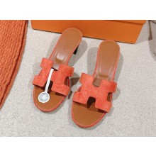 Hermes Heel 5cm Oasis Sandals in suede leather orange 2025