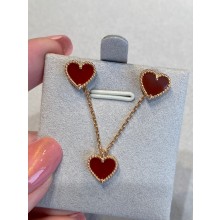 Van Cleef & Arpels mini red heart earrings pink gold 2021