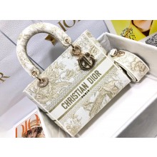 Dior Jardin d'Hiver Embroidery with Gold-Tone Metallic Thread Medium Lady D-Lite Bag 2022