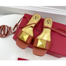 Valentino ONE STUD leather wrap SANDAL brown 2023