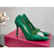 Valentino ONE STUD SATIN PUMP WITH STUD AND CRYSTALS 100MM green 2023