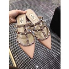 VALENTINO ROCKSTUD STRAP PATENT FLAT NUDE