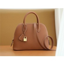 HERMES BOLIDE 25 BAG IN EVERCOLOR LEATHER BROWN WITH GOLD HARDWARE(ORIGINAL QUALITY+HANDMADE)