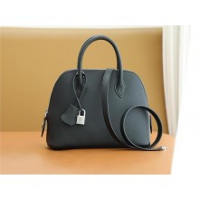 HERMES BOLIDE 25 BAG IN EPSOM LEATHER BLACK WITH SILVER HARDWARE(ORIGINAL QUALITY+HANDMADE)