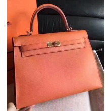 Hermes Kelly 28cm/32cm Bag In Original Epsom Leather With Gold/Sliver Hardware Orange