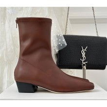 BY FAR Este 25mm square toe ankle boots in calfskin coffee 2023