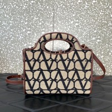 Valentino Garavani Le Troisième mini shopping bag in Toile Iconographe beige/black 2023