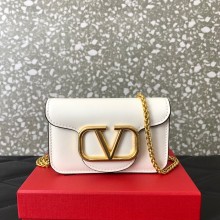 Valentino MICRO BAG WITH LOCÒ CHAIN IN METALLIC CALFSKIN WHITE 2023