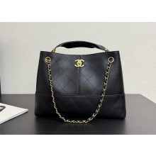 CHANEL Calfskin & Gold-Tone Metal BLACK Shopping Bag AS5657 2025