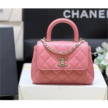 chanel nano coco handle bag in grained leather AP4244 PINK 2025(ORIGINAL QUALITY)