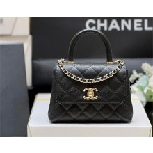 chanel nano coco handle bag in grained leather AP4244 BLACK 2025(ORIGINAL QUALITY)