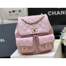 Chanel Grained Calfskin & Gold-Tone Metal small backpack AS3860/AS3787 PINK 2024(original quality)