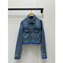 MIU MIU Denim and poplin trucker jacket GWB247 2025