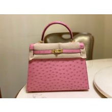 HERMES OSTRICH LEATHER KELLY 25 BAG pink
