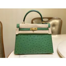 HERMES OSTRICH LEATHER KELLY 25 BAG green