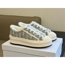 dior gray oblique shearling sneakers 2023