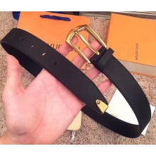 Louis Vuitton Width 3.5cm Smooth Calfskin Square Buckle Belt Black/Gold 2018