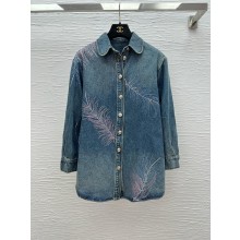 CHANEL Embroidered Denim BLUE DENIM SHIRT P79450 2025