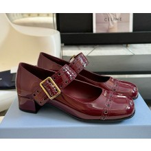 Prada Patent leather Mary Jane pumps burgundy 1I816N 2024