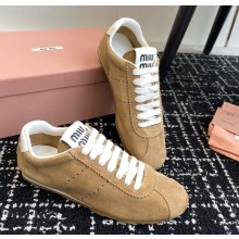 Miu Miu Plume suede sneakers 5E114E Desert Beige 2024