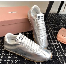 Miu Miu Plume mordoré calfskin sneakers 5E114E Silver 2024
