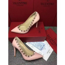 VALENTINO SHEEPSKIN ROCKSTUD PUMP 9.5CM pink