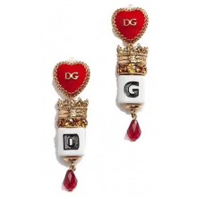 Dolce Gabbana Earrings with Decorative DG Dice and Hearts 2018