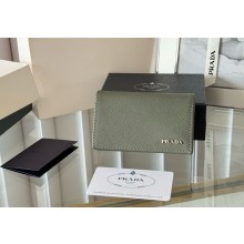 Prada Small Saffiano Leather Wallet 1MC122 Enameled metal triangle logo grey 2024