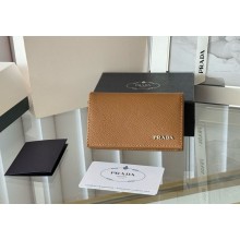 Prada Small Saffiano Leather Wallet 1MC122 Enameled metal triangle logo brown 2024