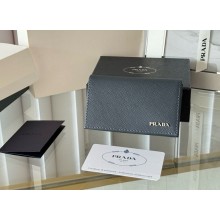 Prada Small Saffiano Leather Wallet 1MC122 Enameled metal triangle logo blue 2024