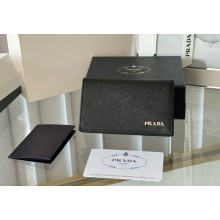 Prada Small Saffiano Leather Wallet 1MC122 Enameled metal triangle logo Black 2024