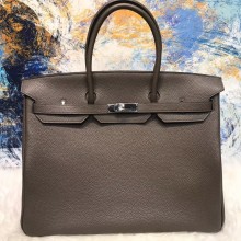 HERMES BIRKIN 40 Graphite IN ORIGINAL TOGO LEATHER WITH SILVER HARDWARE